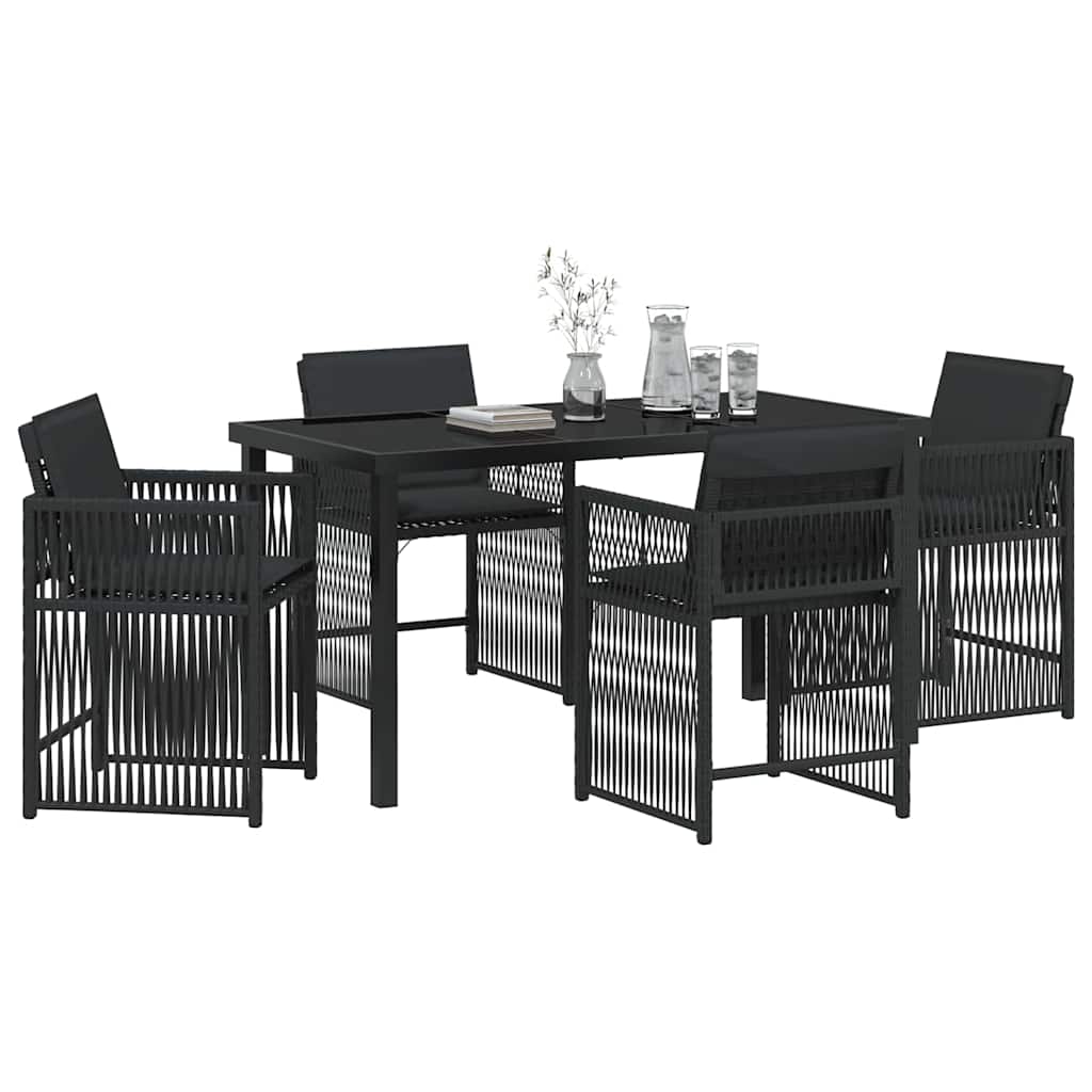 Garden Dining Set 5 pcs Black Poly Rattan