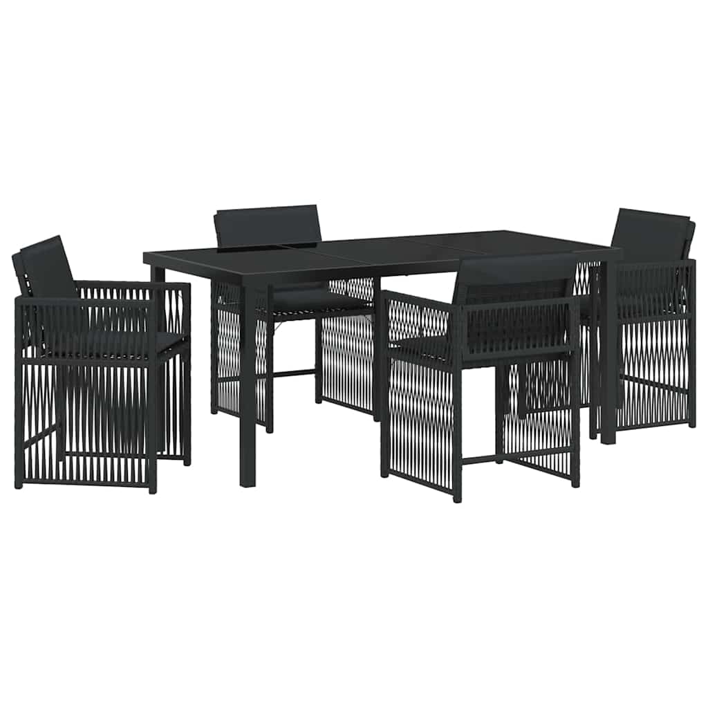 Garden Dining Set 5 pcs Black Poly Rattan