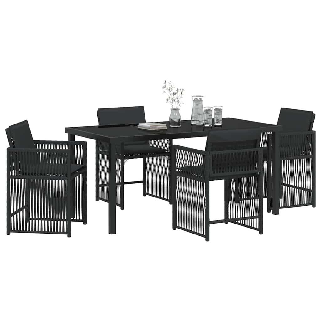 Garden Dining Set 5 pcs Black Poly Rattan