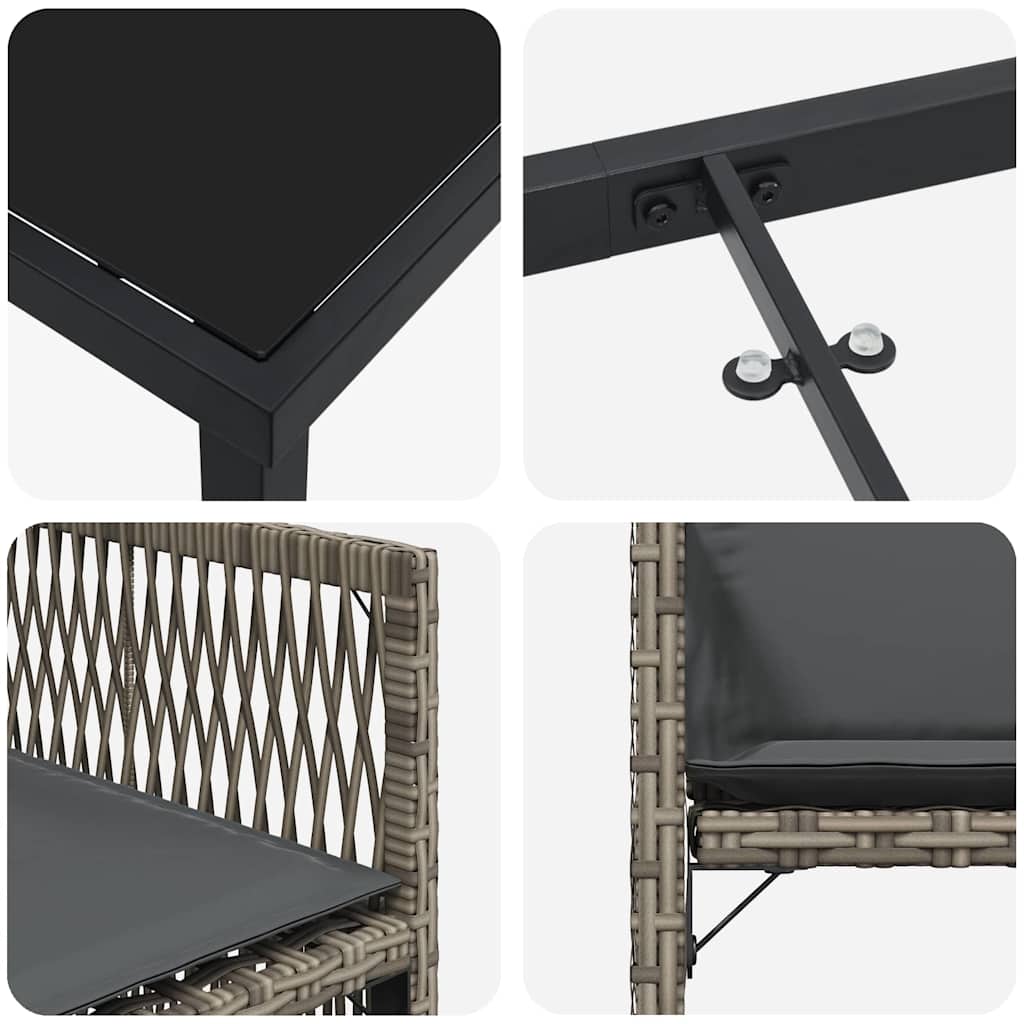 Garden Dining Set 9 pcs Grey Poly Rattan