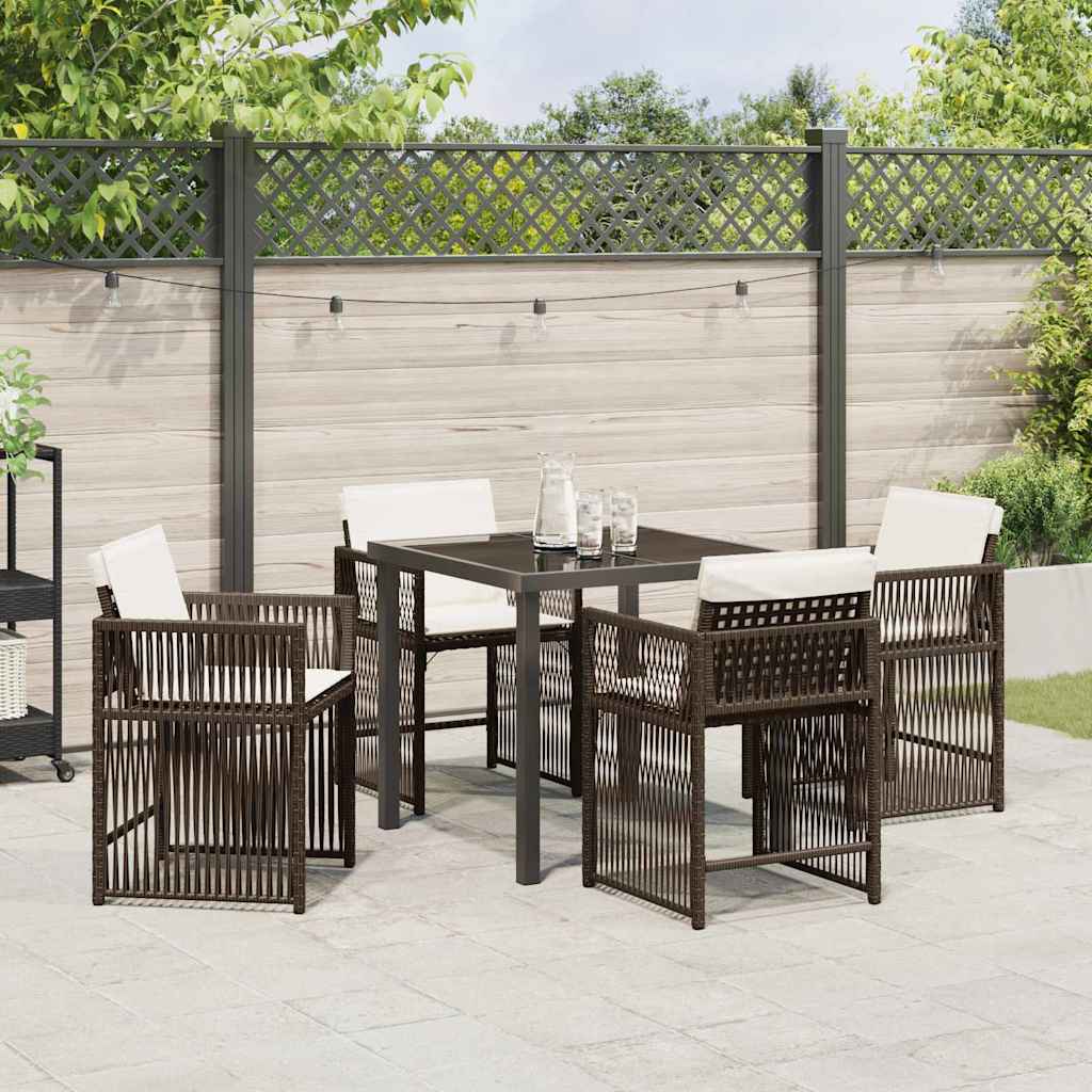 Garden Dining Set 5 pcs Brown Poly Rattan