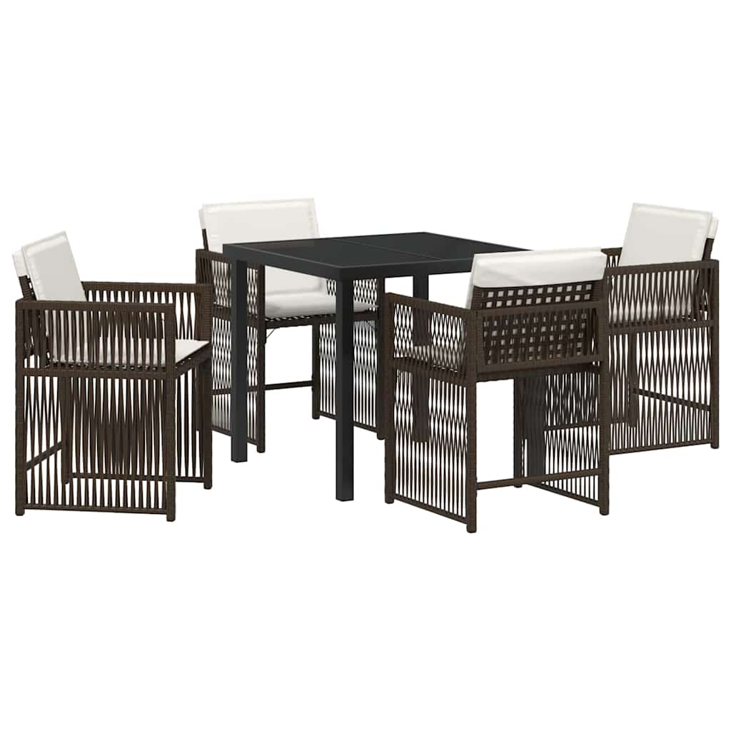 Garden Dining Set 5 pcs Brown Poly Rattan