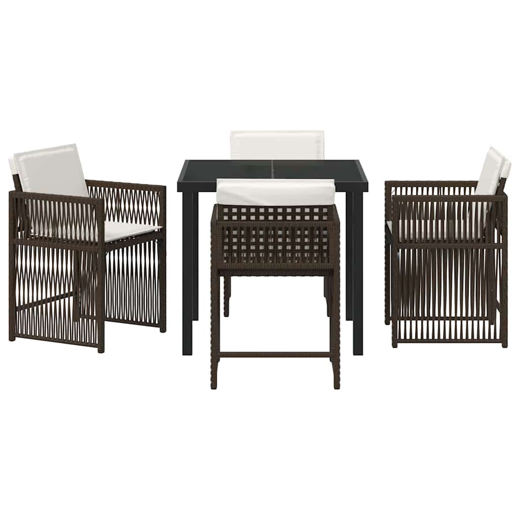 Garden Dining Set 5 pcs Brown Poly Rattan