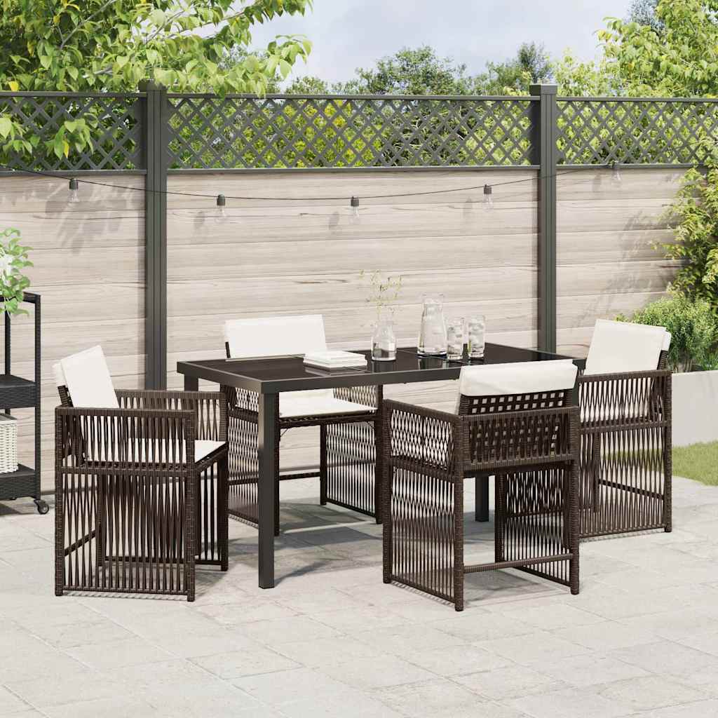 Garden Dining Set 5 pcs Brown Poly Rattan
