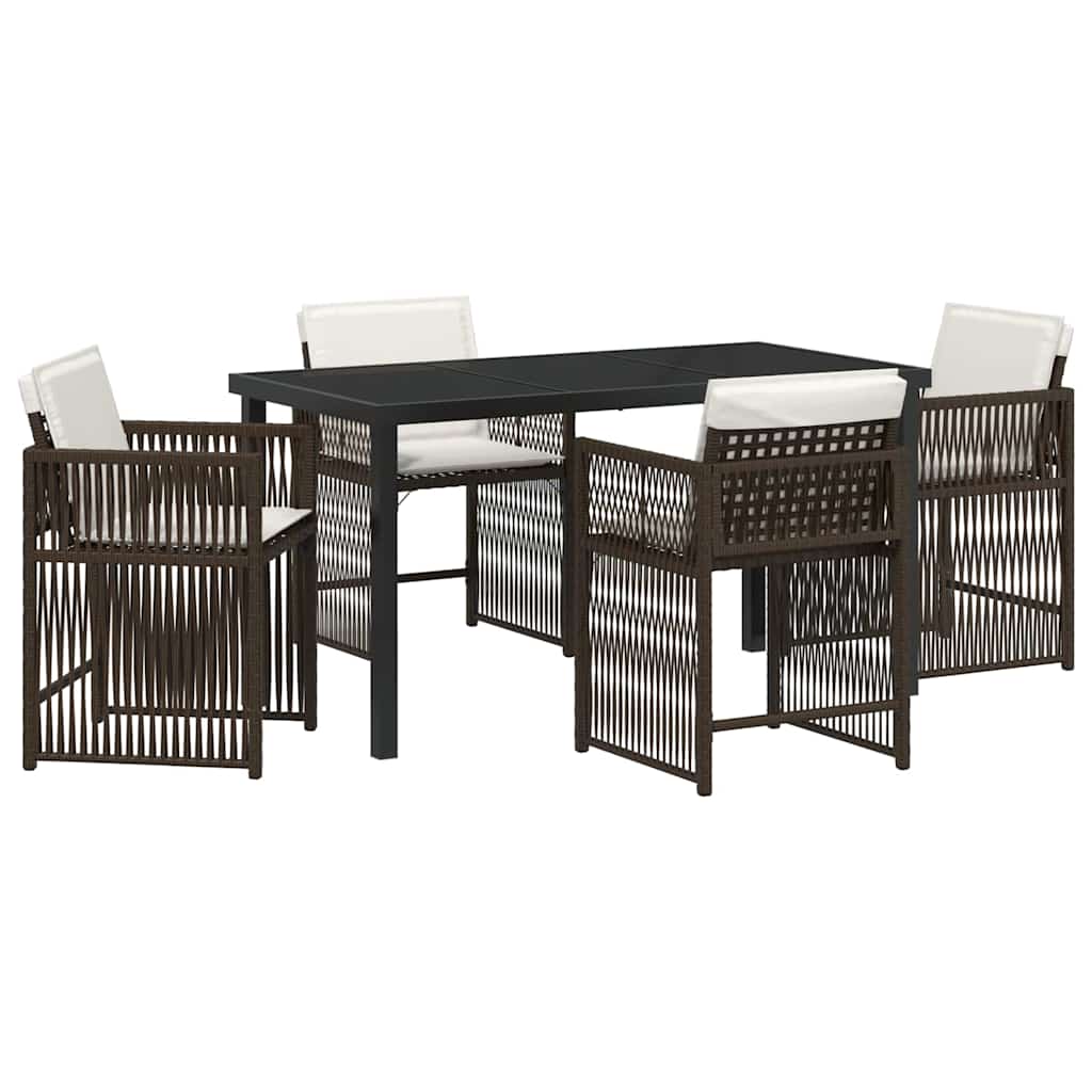 Garden Dining Set 5 pcs Brown Poly Rattan