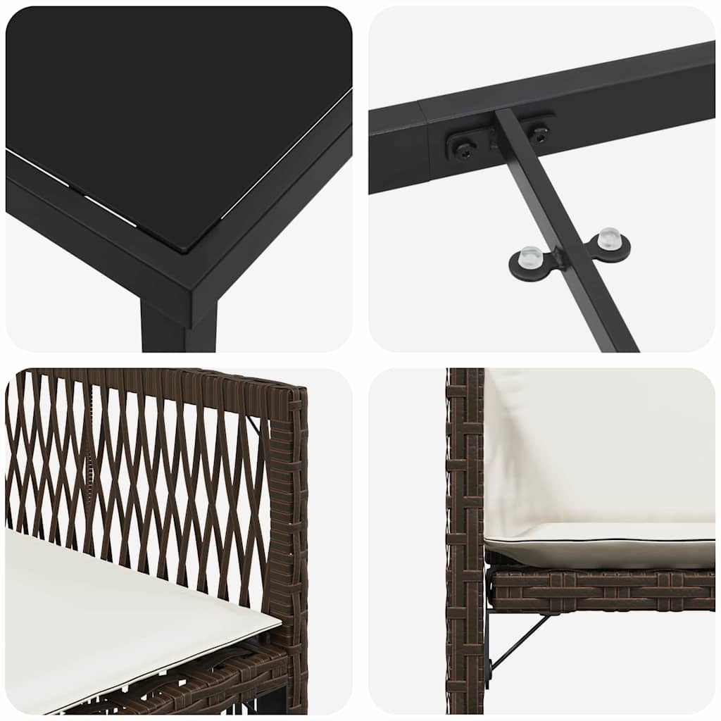 Garden Dining Set 9 pcs Brown Poly Rattan