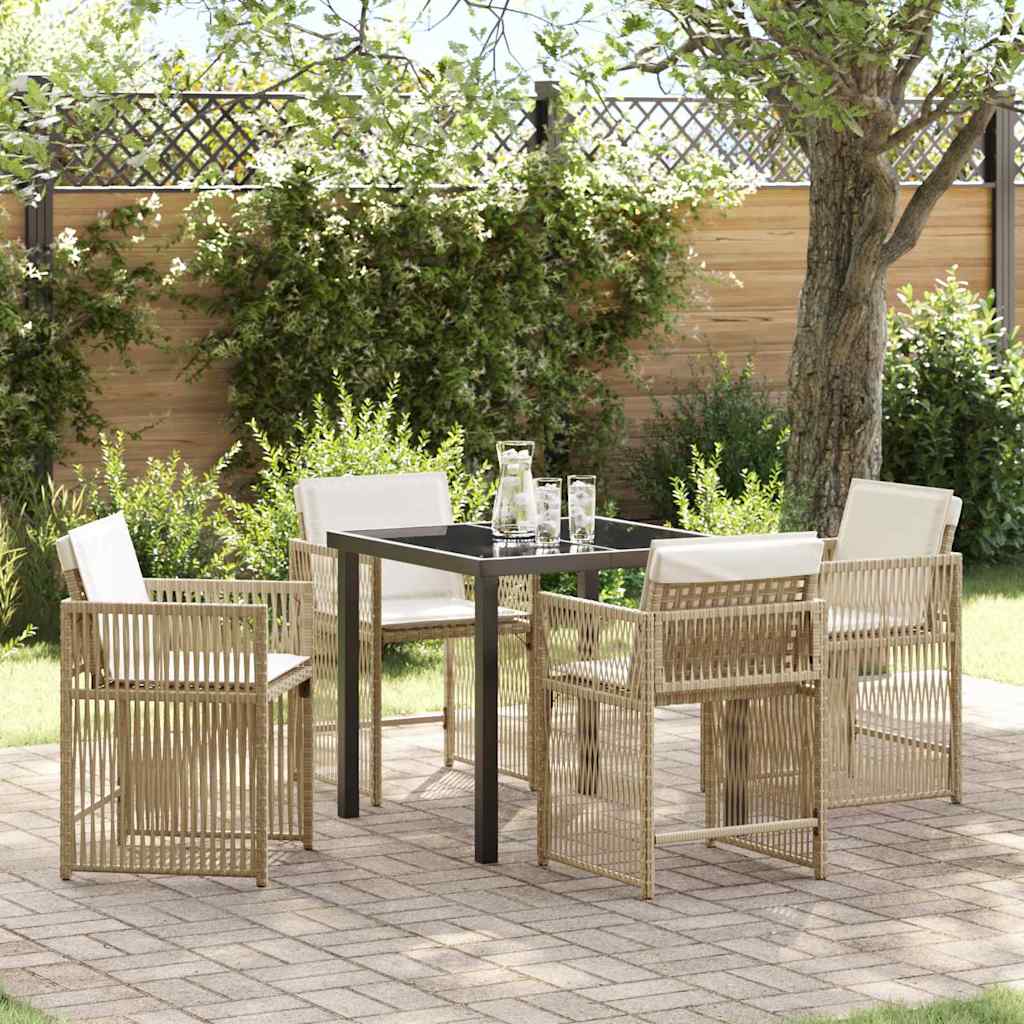 Garden Dining Set 5 pcs Beige Poly Rattan