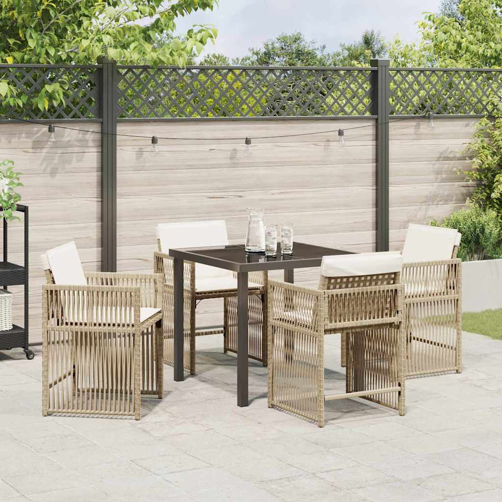 Garden Dining Set 5 pcs Beige Poly Rattan