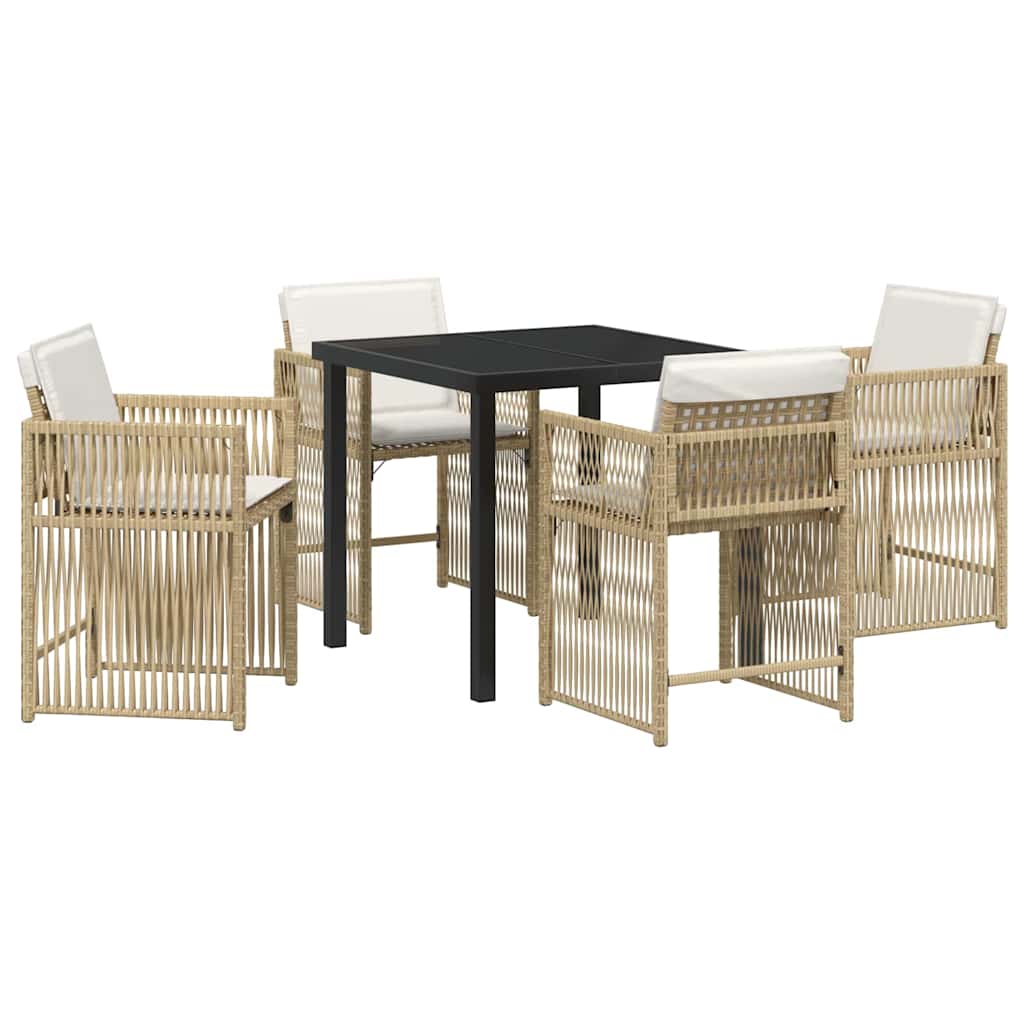 Garden Dining Set 5 pcs Beige Poly Rattan