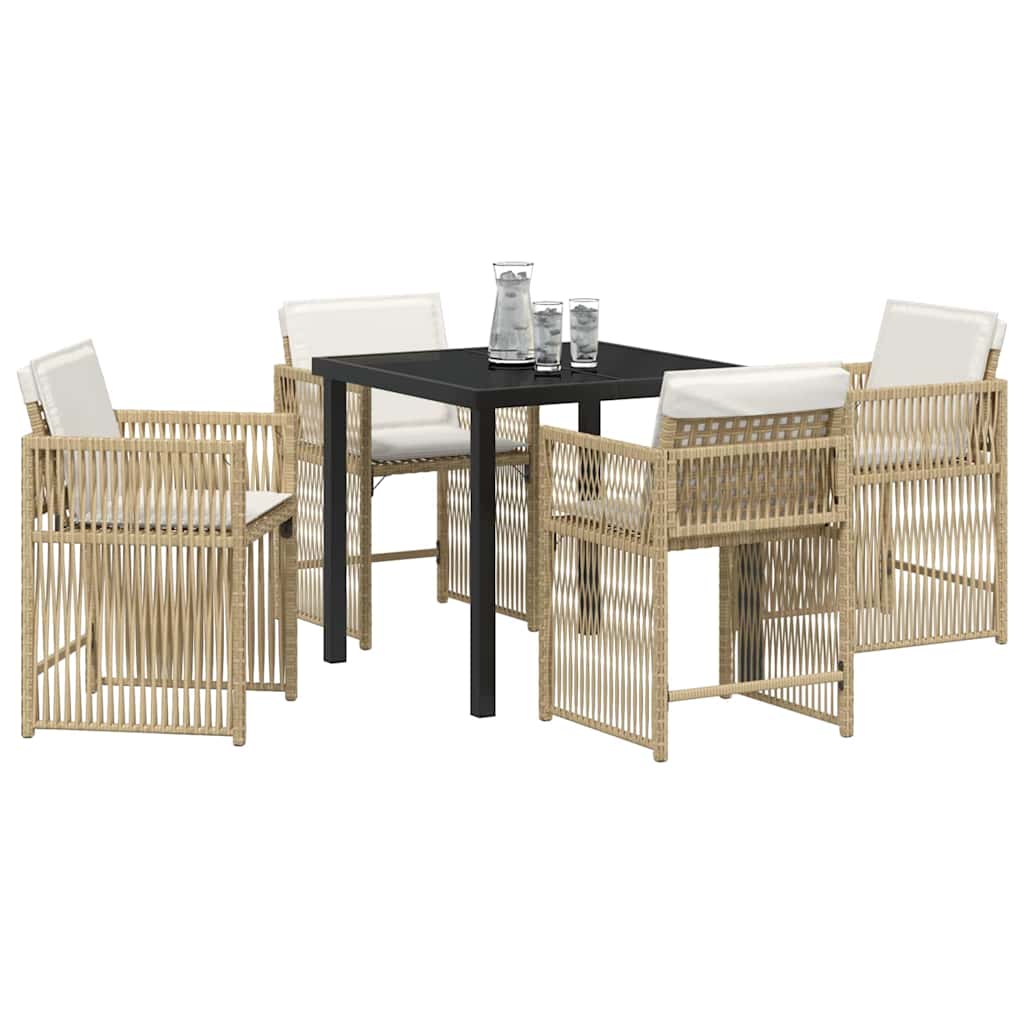 Garden Dining Set 5 pcs Beige Poly Rattan