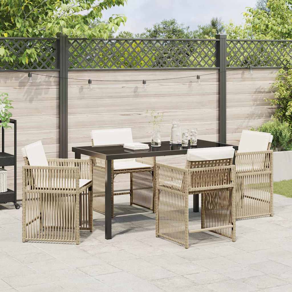 Garden Dining Set 5 pcs Beige Poly Rattan