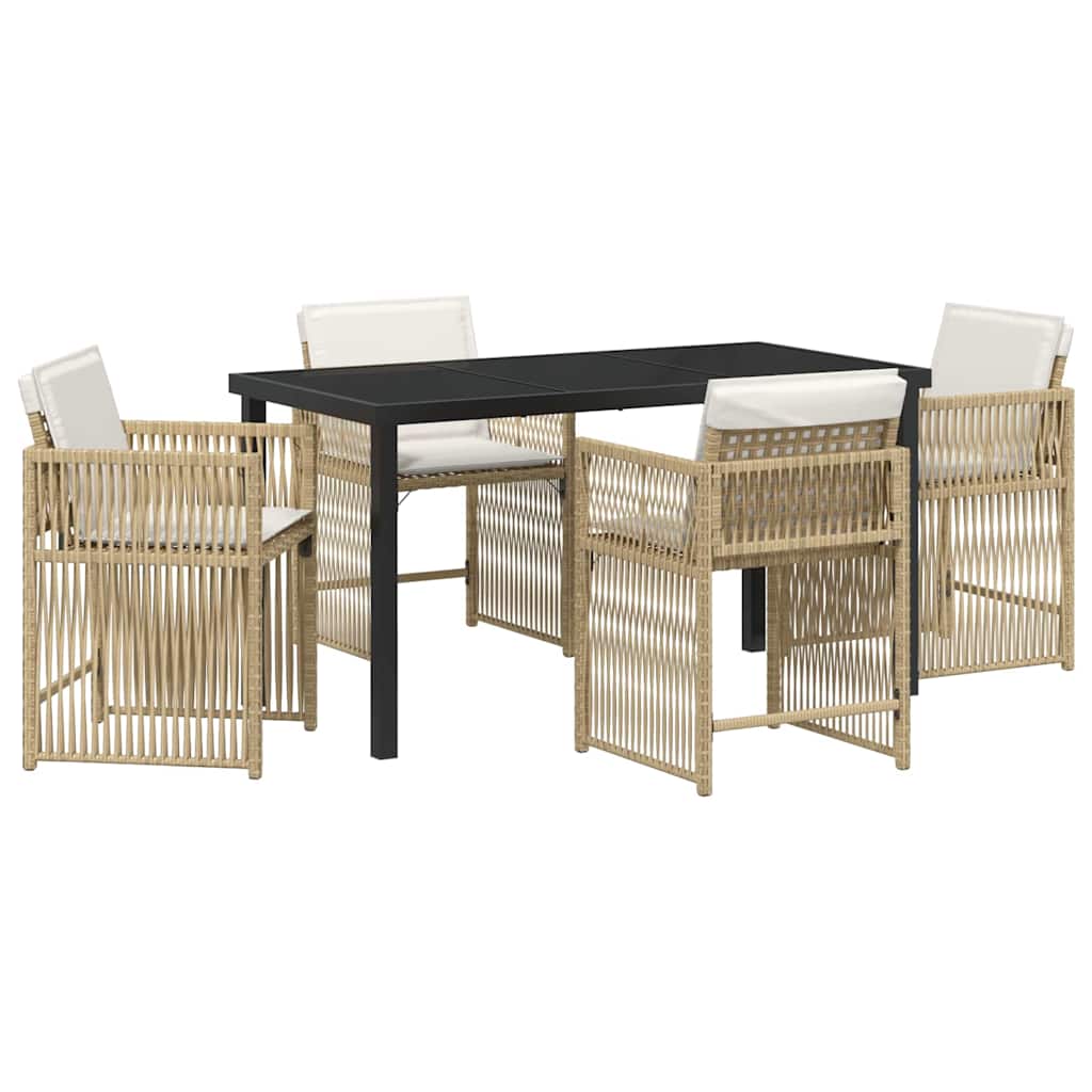 Garden Dining Set 5 pcs Beige Poly Rattan