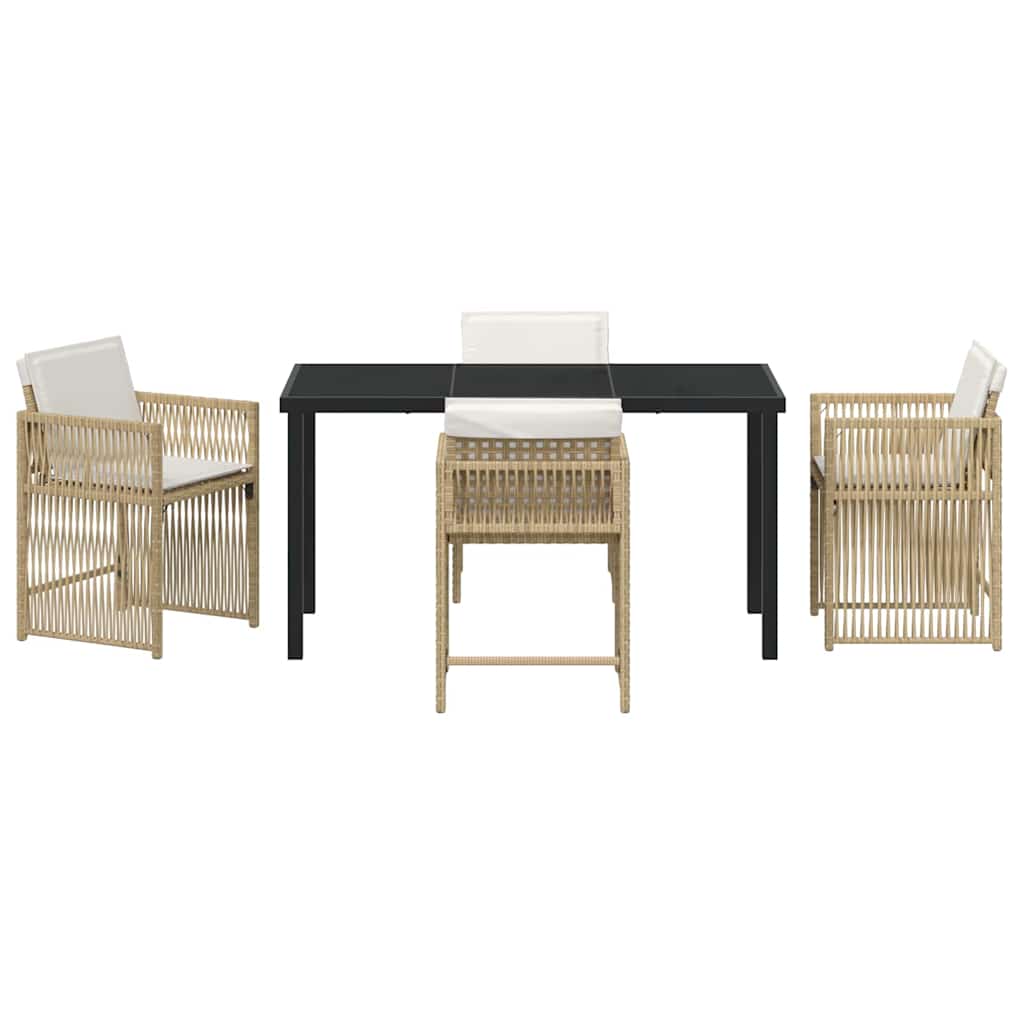 Garden Dining Set 5 pcs Beige Poly Rattan