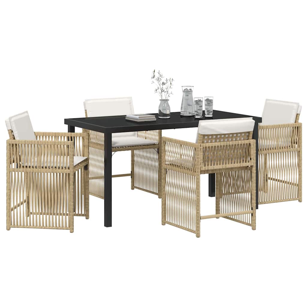 Garden Dining Set 5 pcs Beige Poly Rattan
