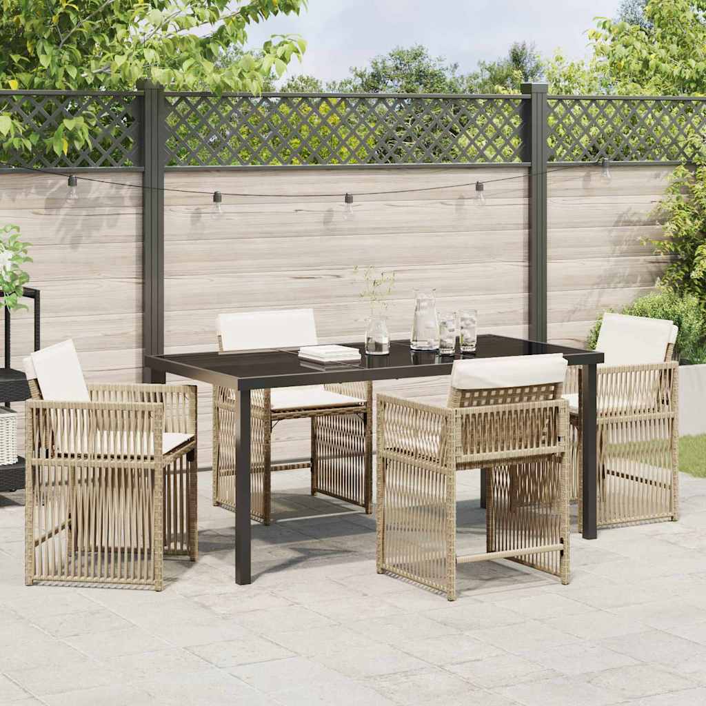 Garden Dining Set 5 pcs Beige Poly Rattan