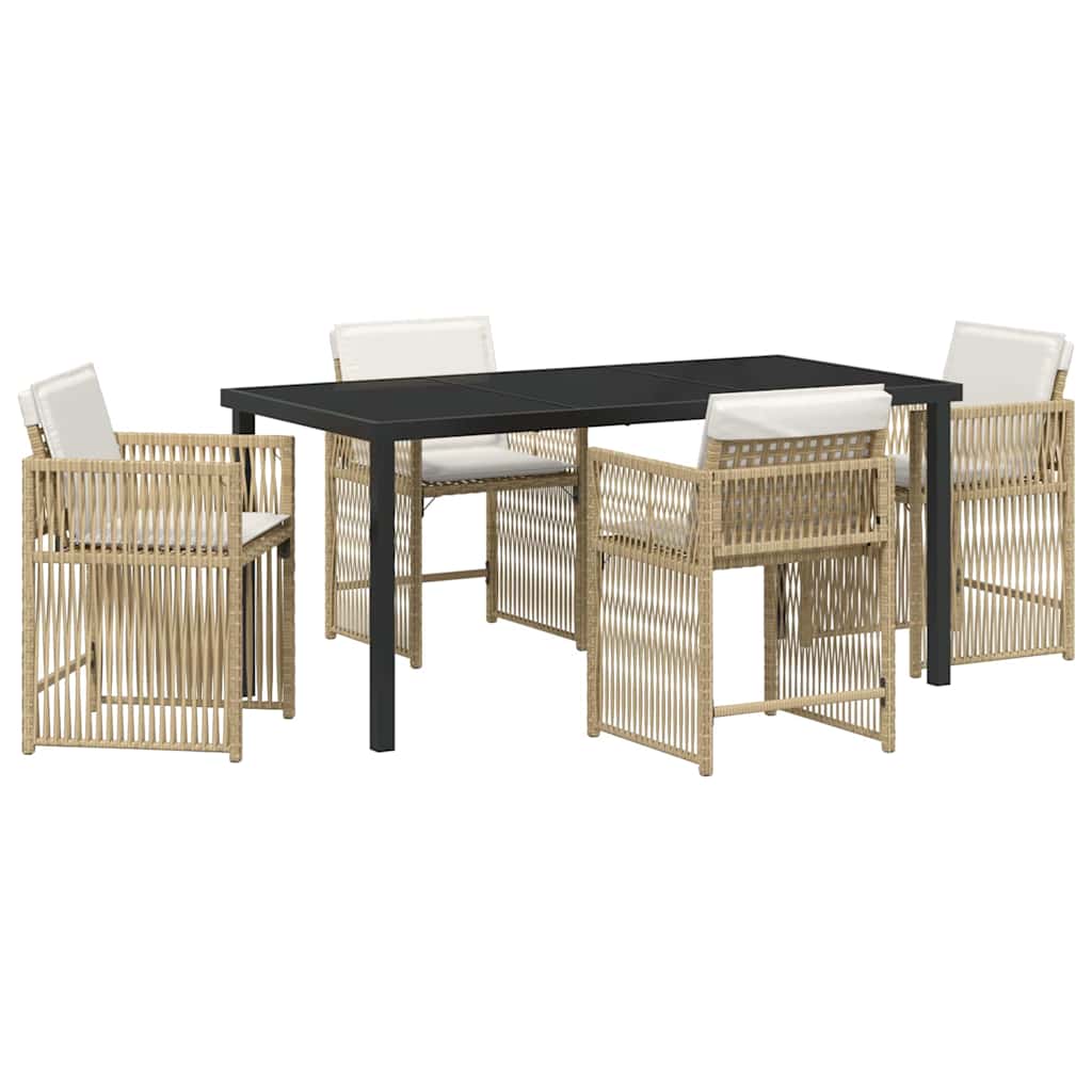 Garden Dining Set 5 pcs Beige Poly Rattan