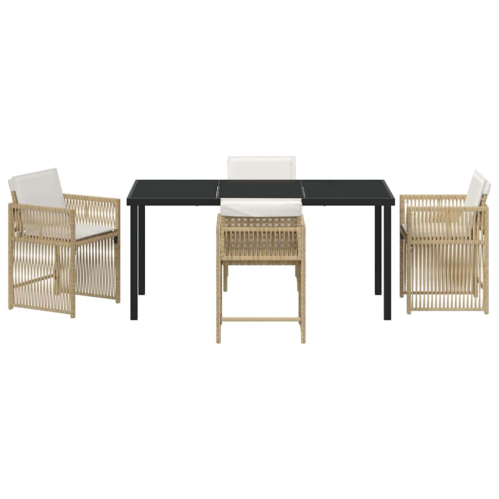 Garden Dining Set 5 pcs Beige Poly Rattan