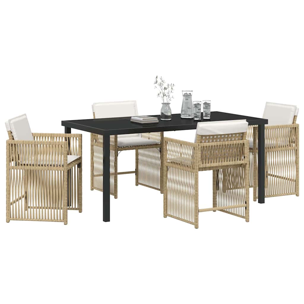 Garden Dining Set 5 pcs Beige Poly Rattan