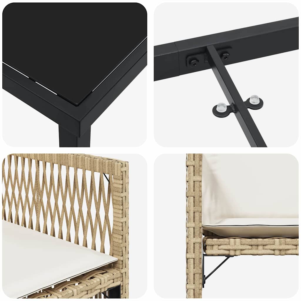 Garden Dining Set 9 pcs Beige Poly Rattan