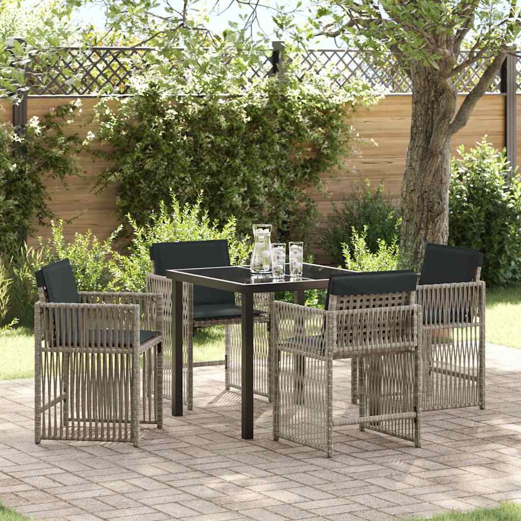 Garden Dining Set 5 pcs Light Grey Poly Rattan