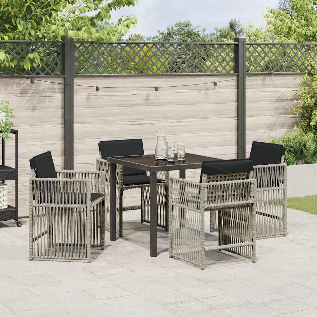 Garden Dining Set 5 pcs Light Grey Poly Rattan