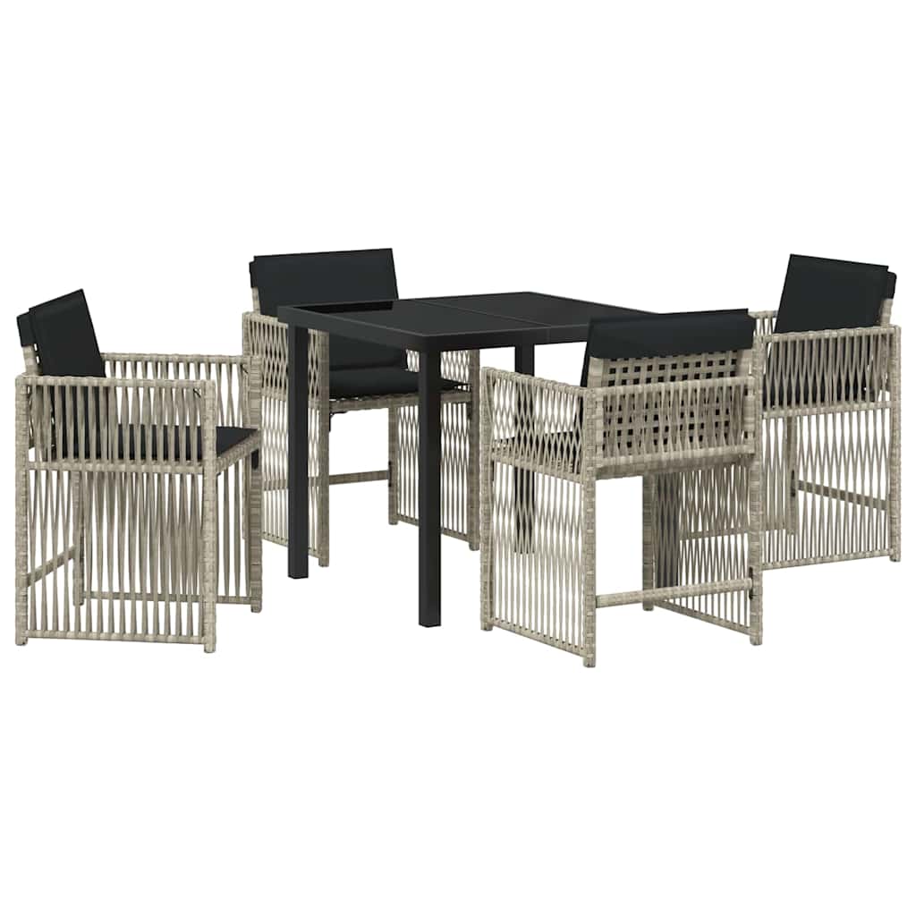 Garden Dining Set 5 pcs Light Grey Poly Rattan