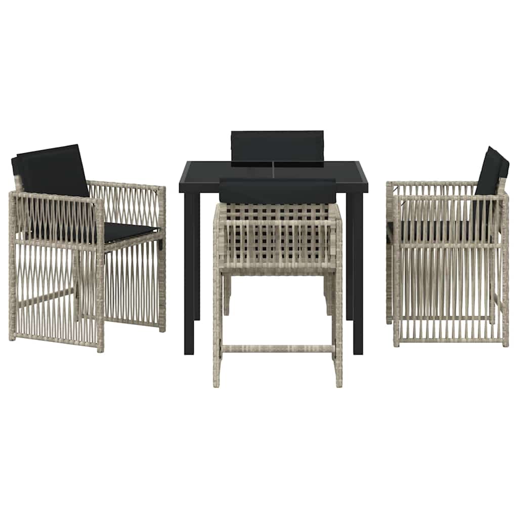 Garden Dining Set 5 pcs Light Grey Poly Rattan