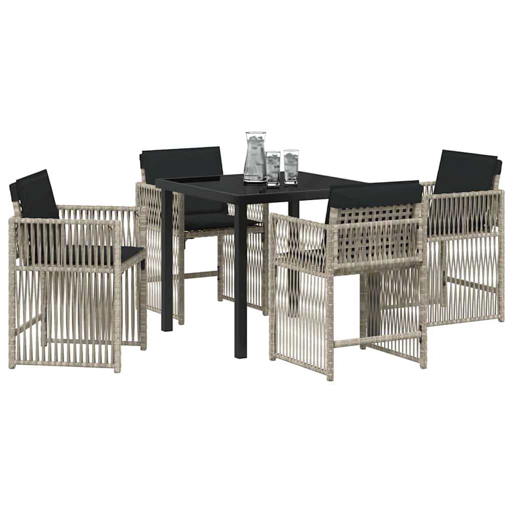 Garden Dining Set 5 pcs Light Grey Poly Rattan