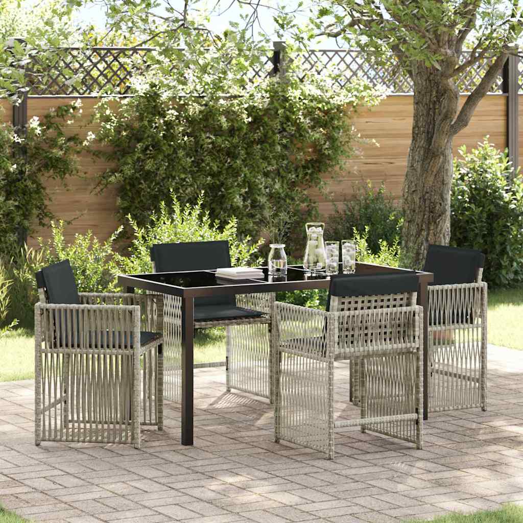 Garden Dining Set 5 pcs Light Grey Poly Rattan