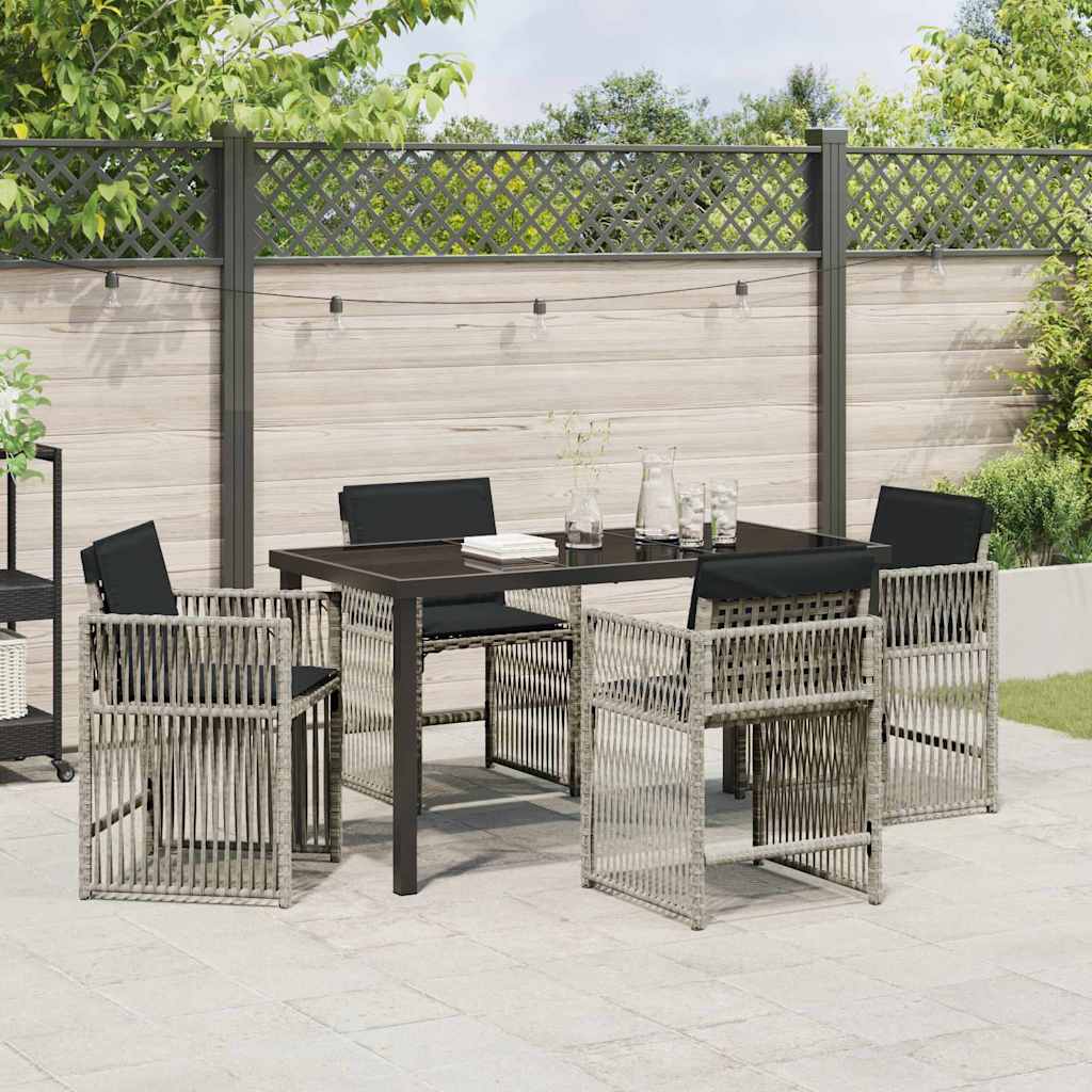 Garden Dining Set 5 pcs Light Grey Poly Rattan