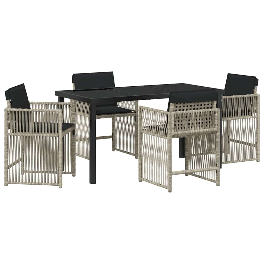 Garden Dining Set 5 pcs Light Grey Poly Rattan