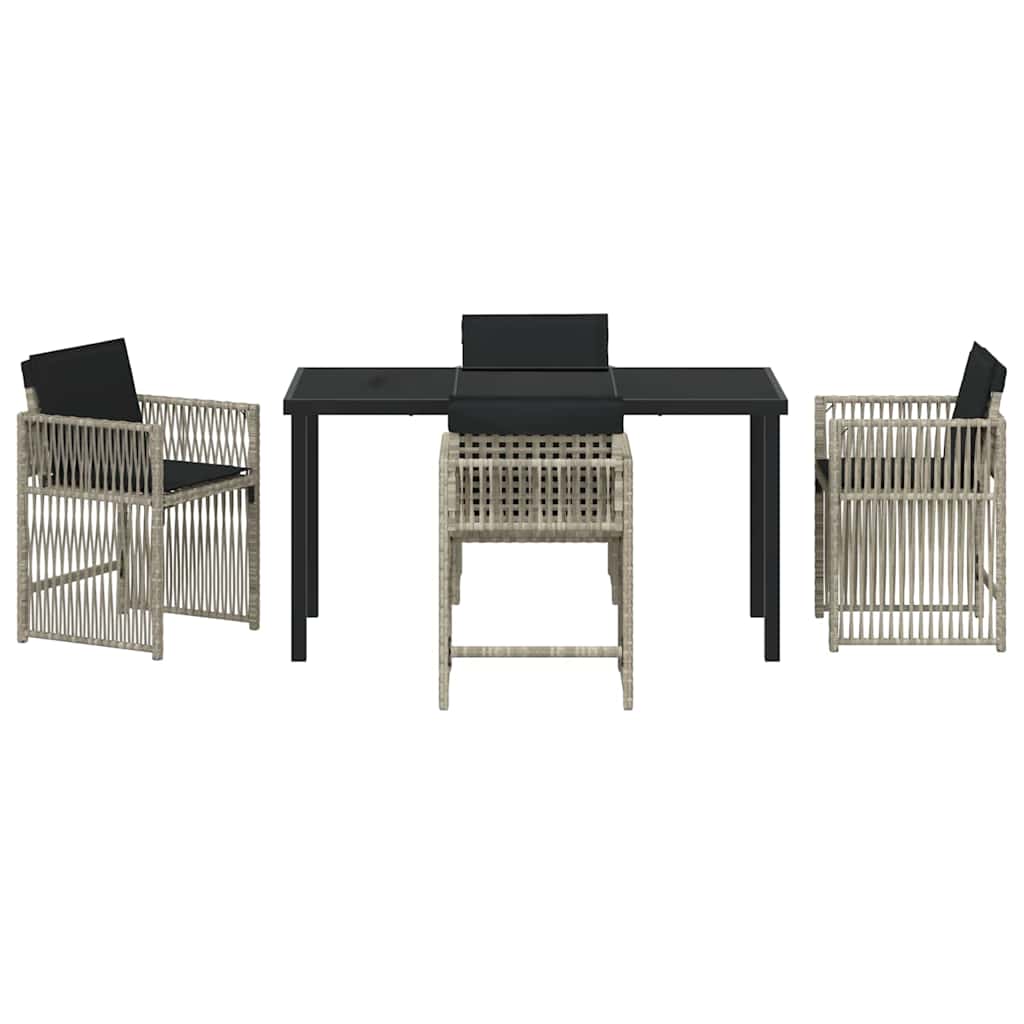 Garden Dining Set 5 pcs Light Grey Poly Rattan