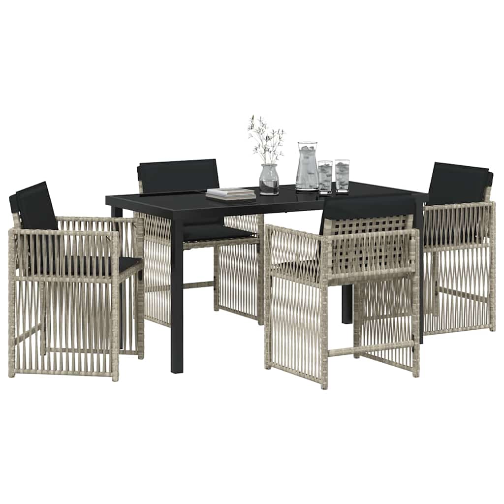 Garden Dining Set 5 pcs Light Grey Poly Rattan