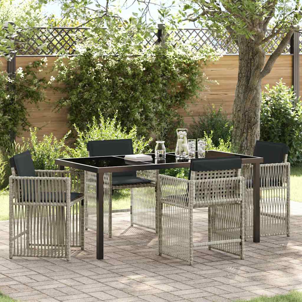 Garden Dining Set 5 pcs Light Grey Poly Rattan