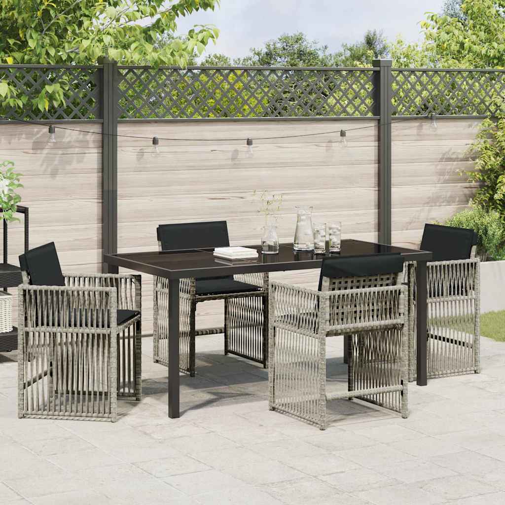 Garden Dining Set 5 pcs Light Grey Poly Rattan