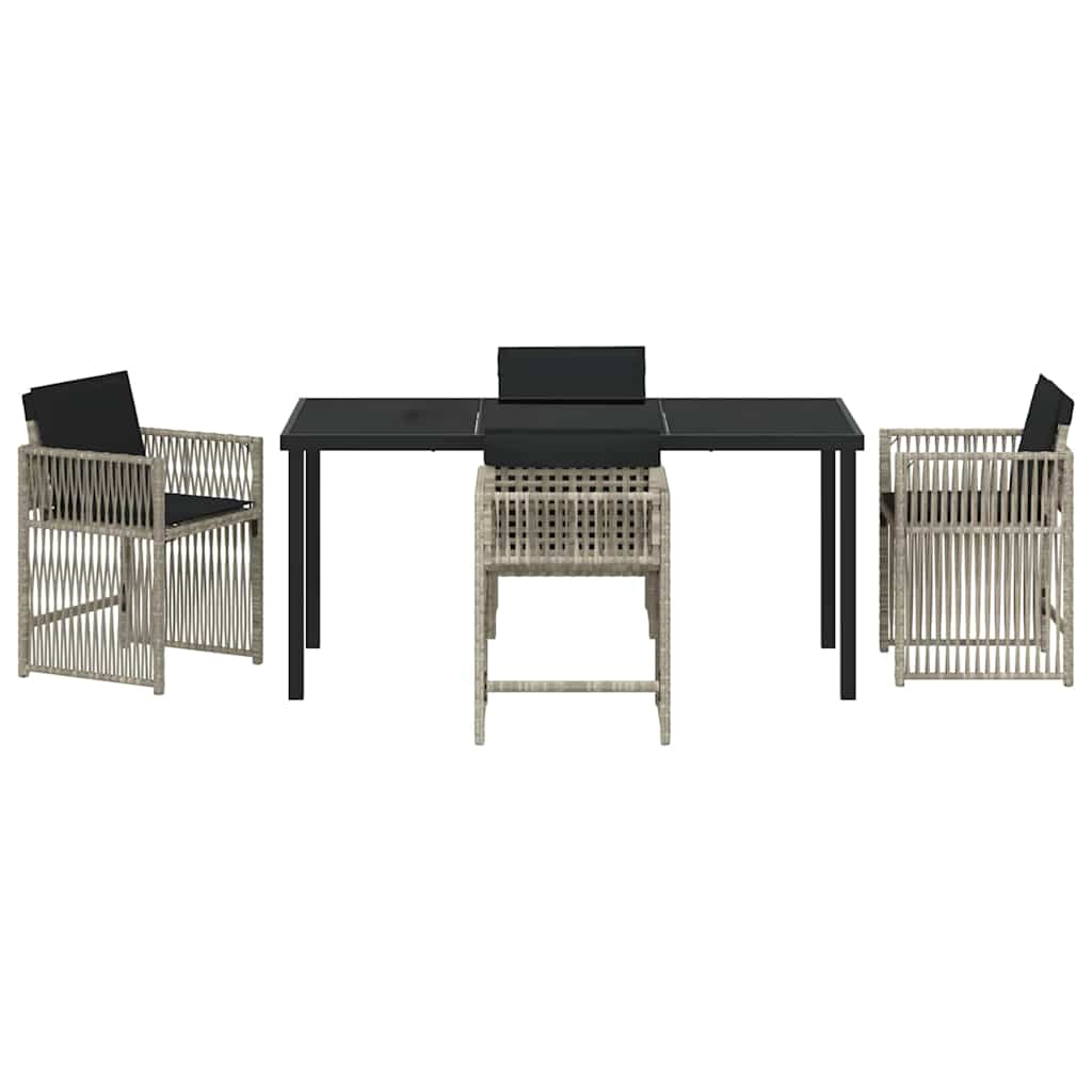 Garden Dining Set 5 pcs Light Grey Poly Rattan