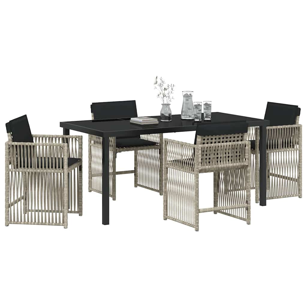Garden Dining Set 5 pcs Light Grey Poly Rattan