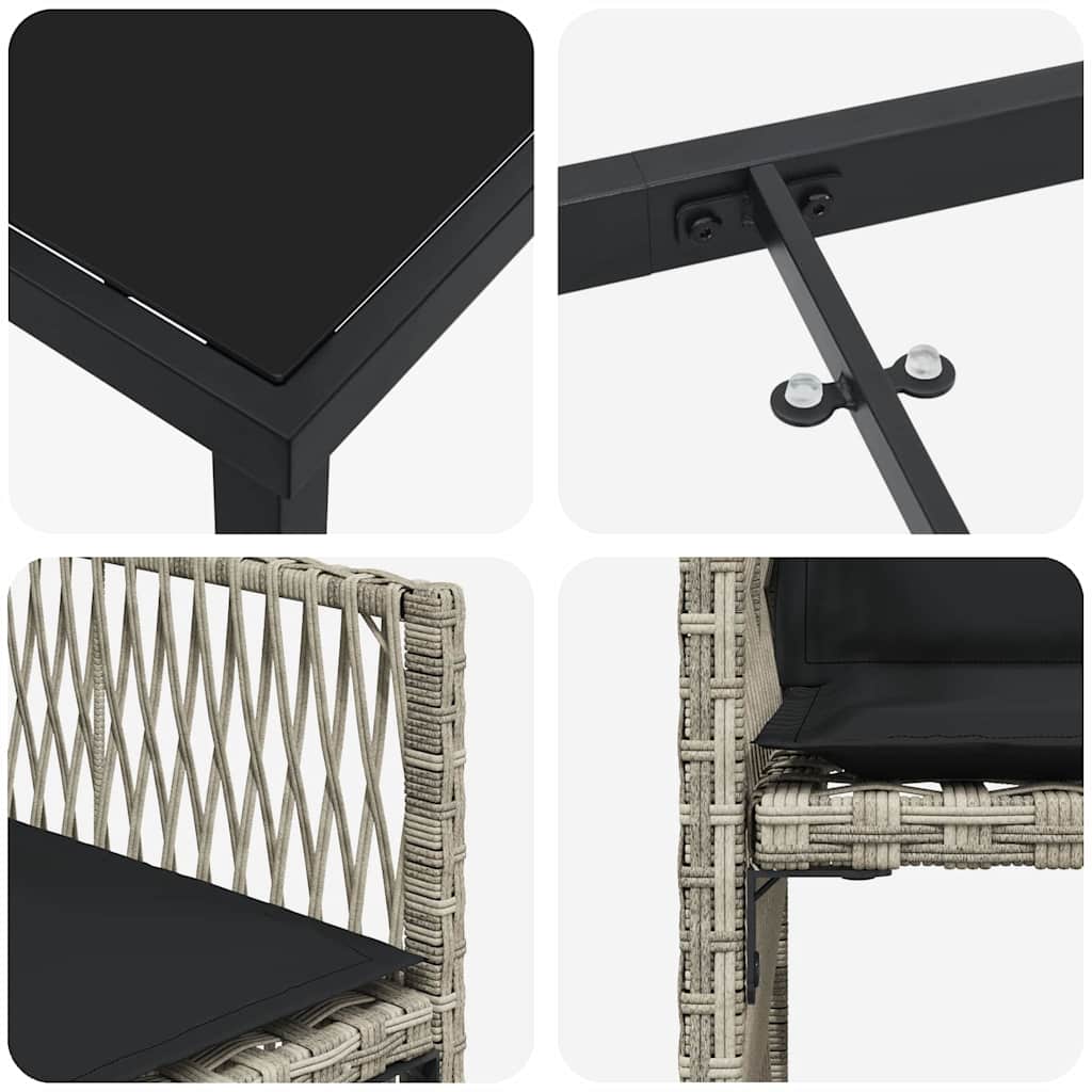 Garden Dining Set 9 pcs Light Grey Poly Rattan