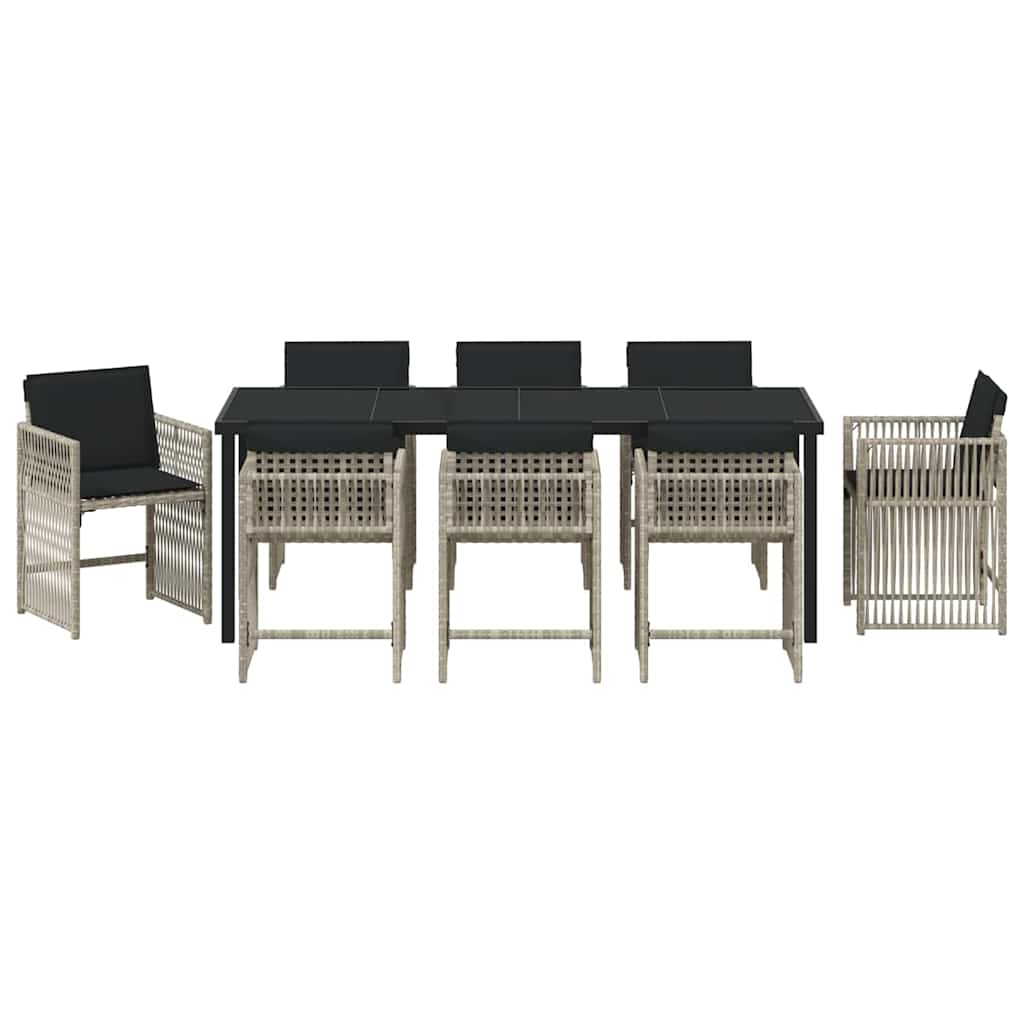 Garden Dining Set 9 pcs Light Grey Poly Rattan