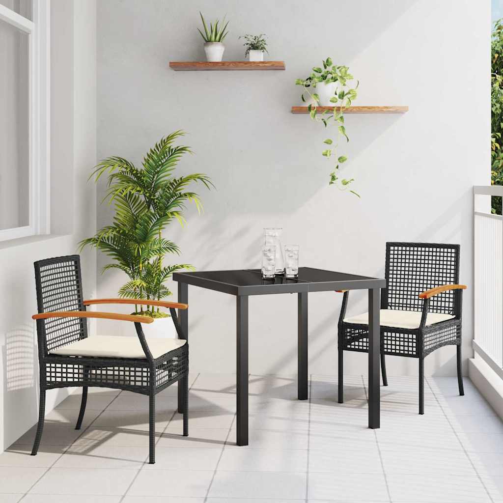 Garden Dining Set 3 pcs Black Poly Rattan