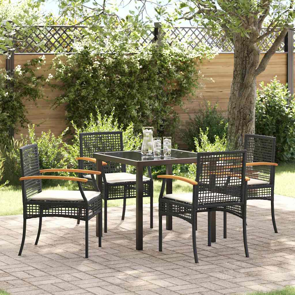 Garden Dining Set 5 pcs Black Poly Rattan