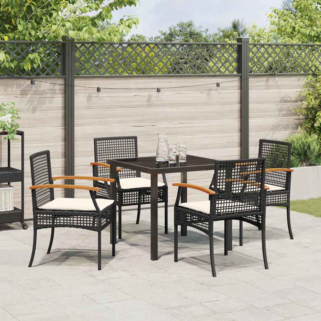 Garden Dining Set 5 pcs Black Poly Rattan