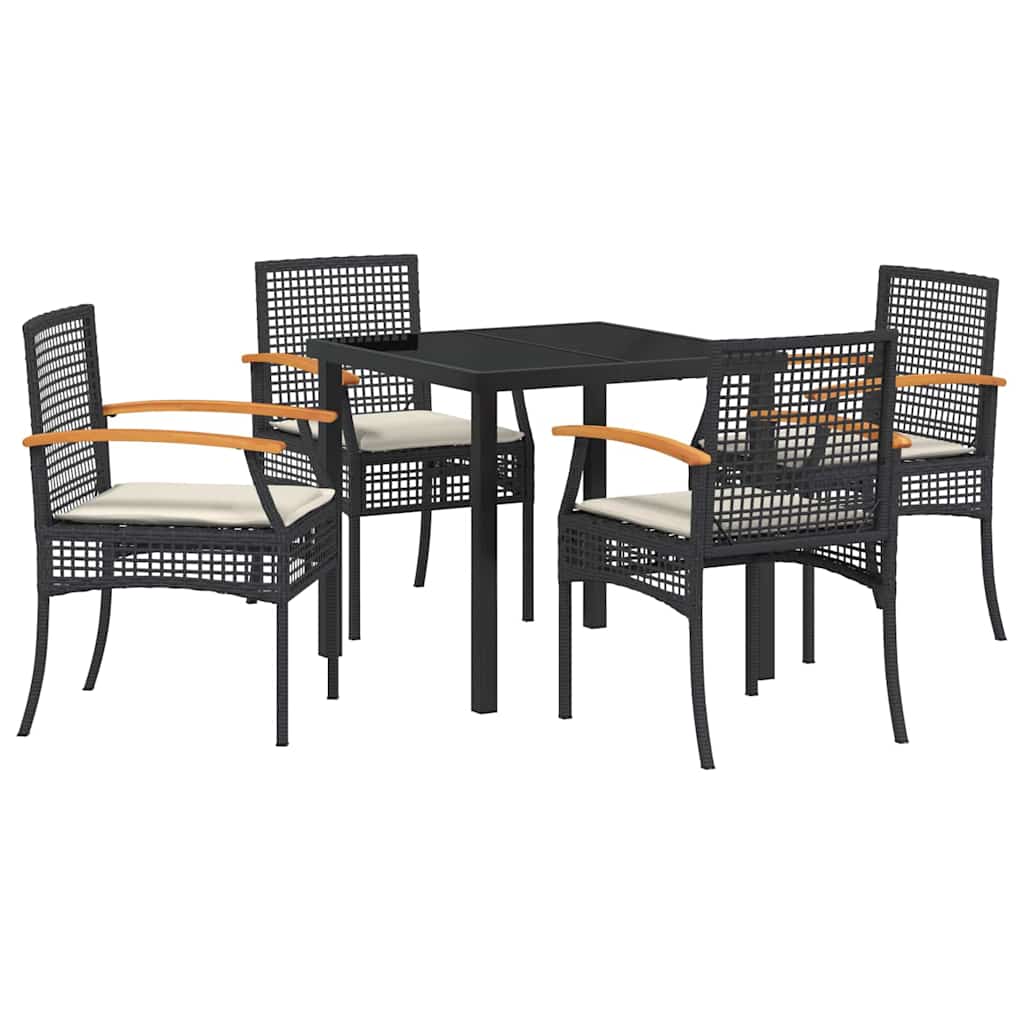 Garden Dining Set 5 pcs Black Poly Rattan