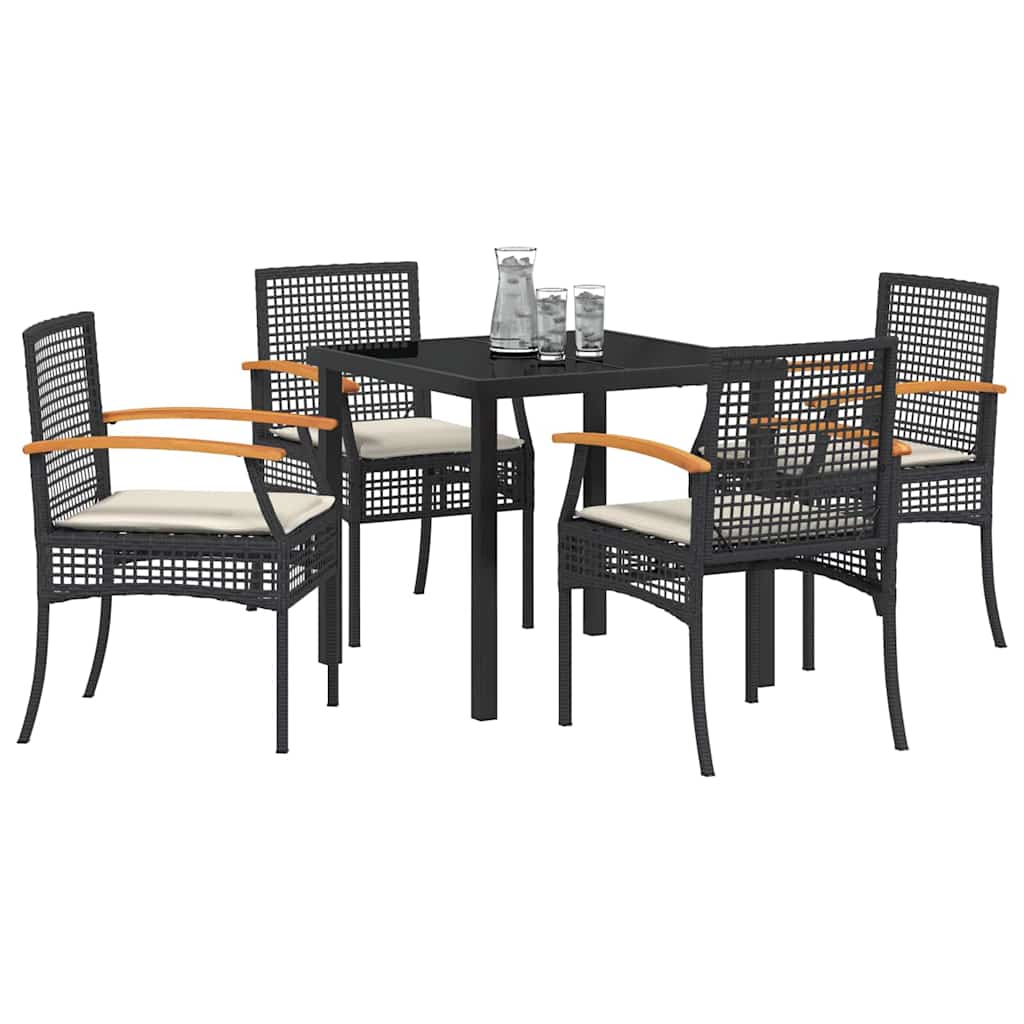 Garden Dining Set 5 pcs Black Poly Rattan