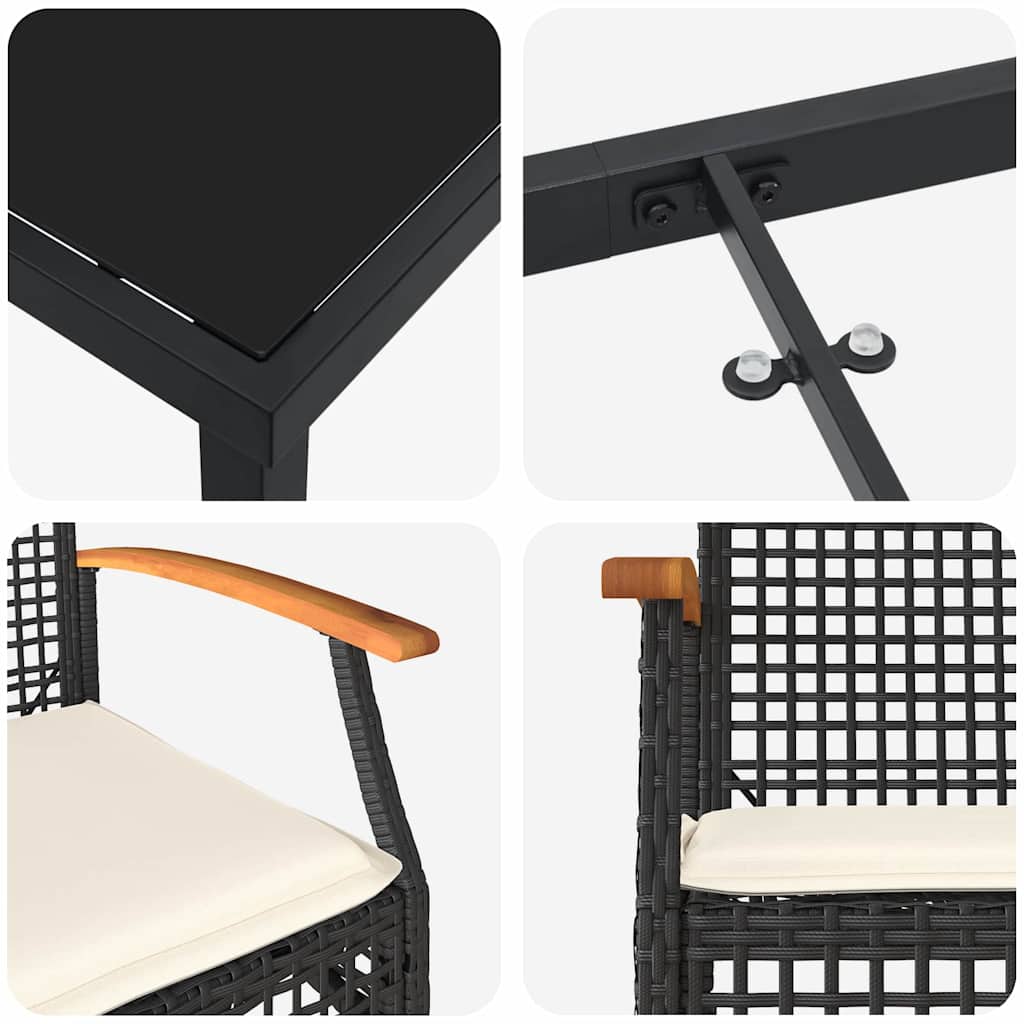 Garden Dining Set 5 pcs Black Poly Rattan