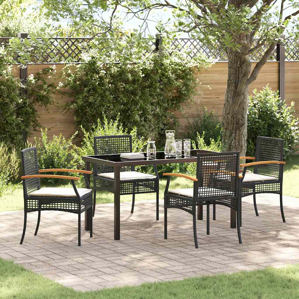 Garden Dining Set 5 pcs Black Poly Rattan