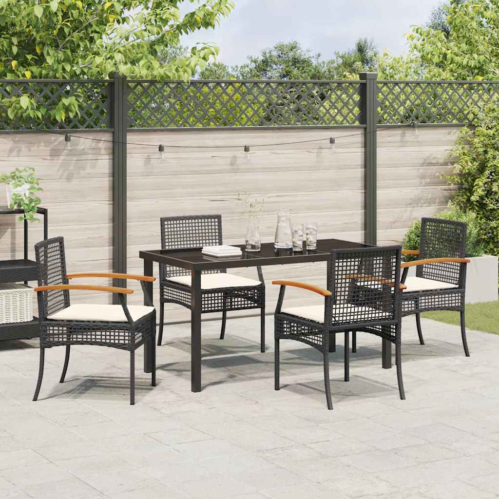 Garden Dining Set 5 pcs Black Poly Rattan