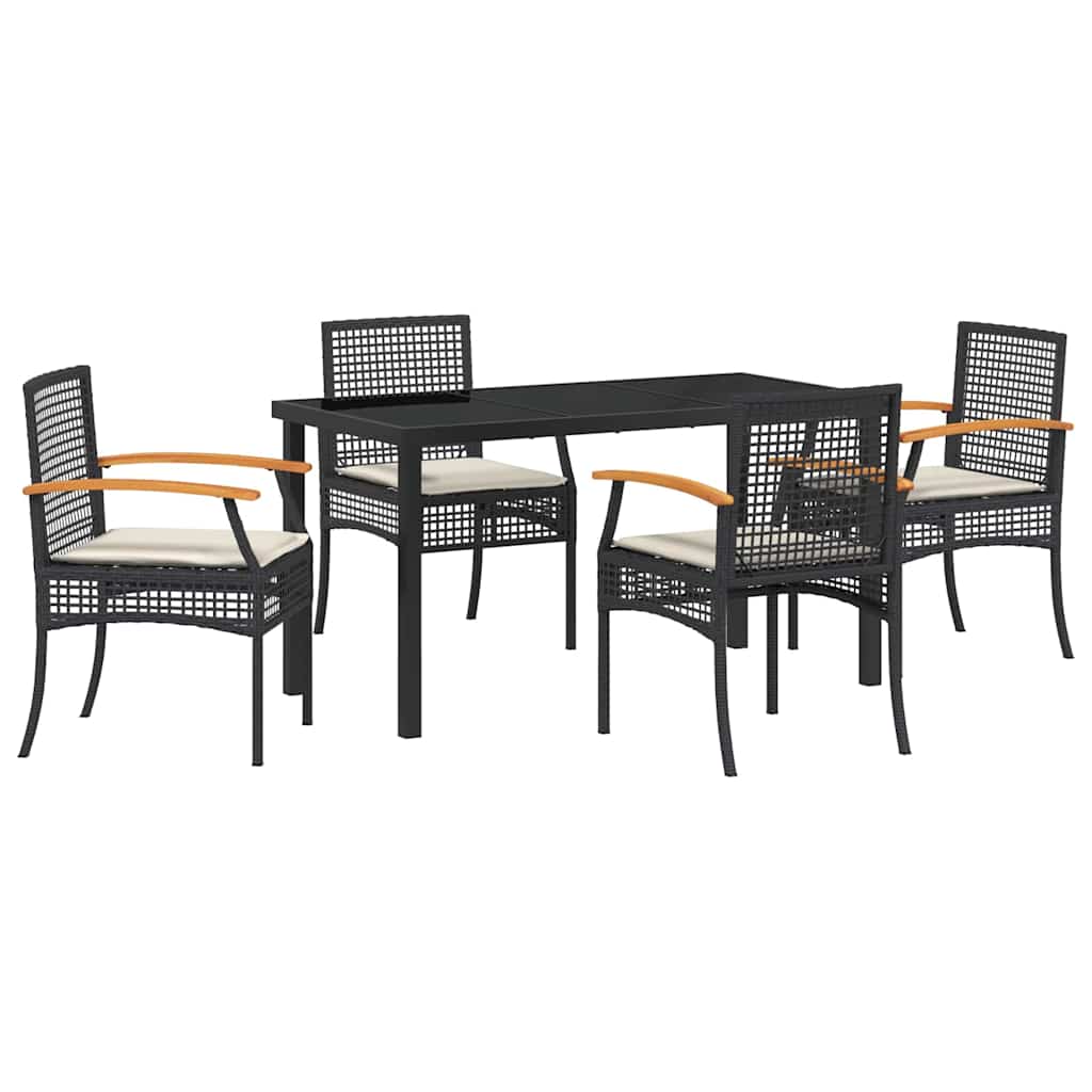 Garden Dining Set 5 pcs Black Poly Rattan