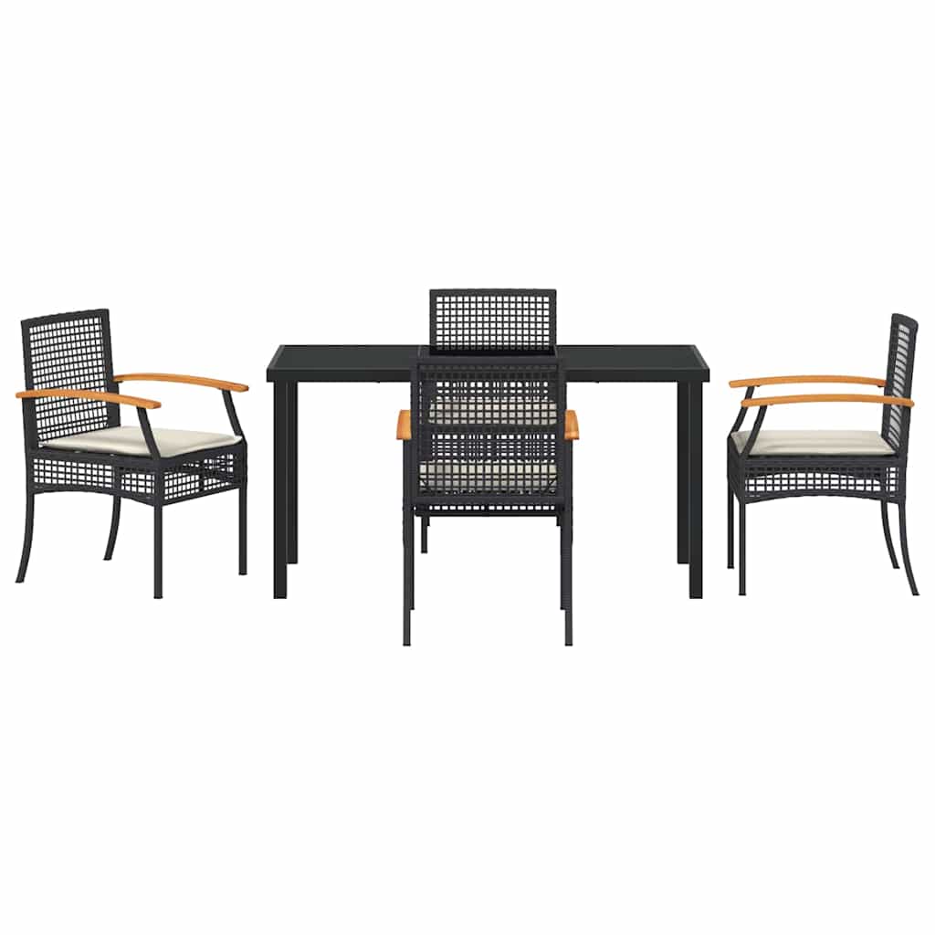 Garden Dining Set 5 pcs Black Poly Rattan
