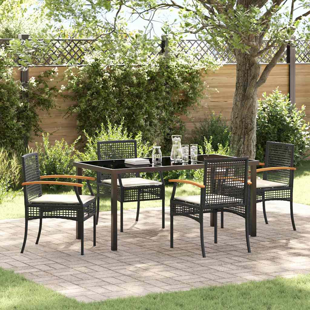 Garden Dining Set 5 pcs Black Poly Rattan
